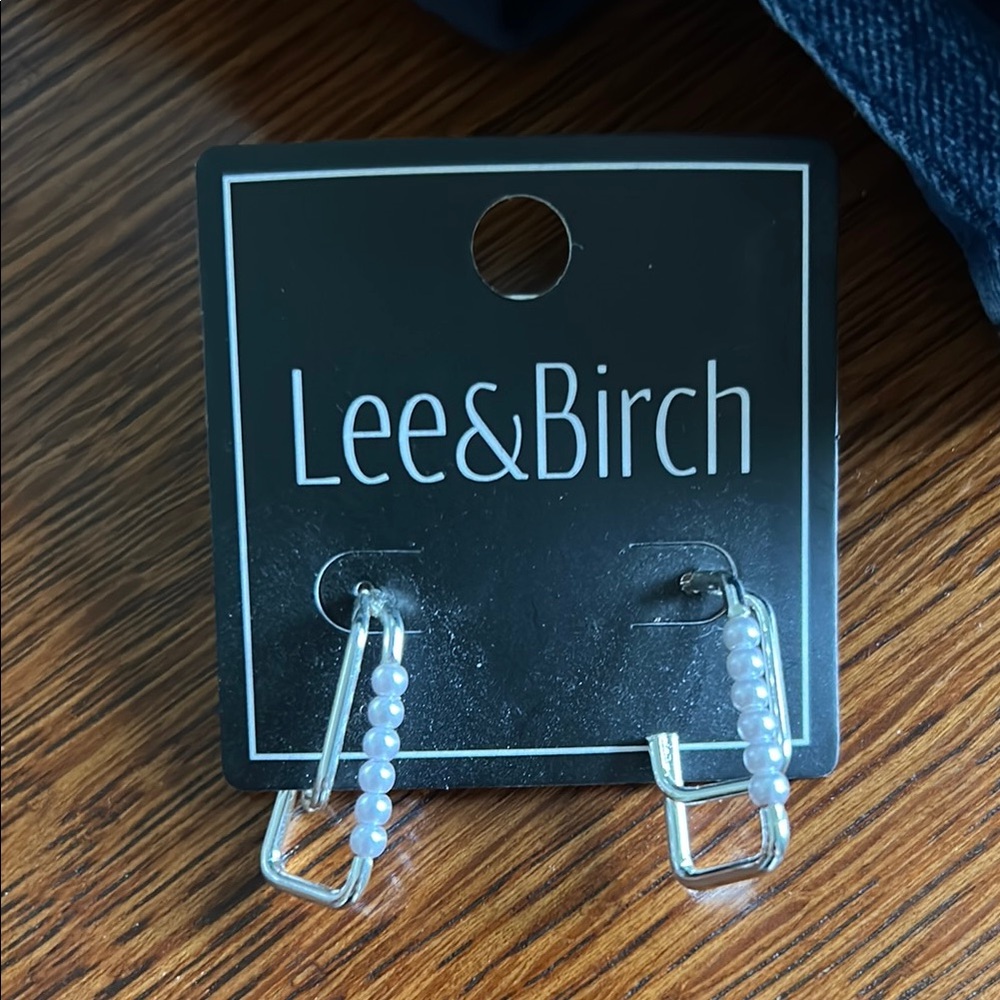 Lee & Birch Silver and White Beaded Earrings